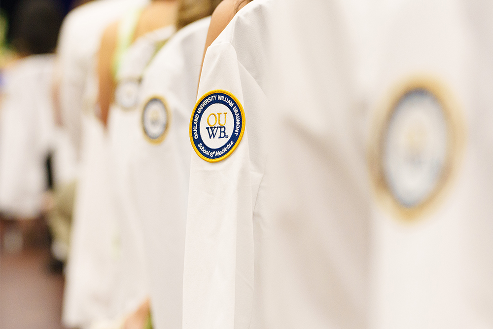 An image of an OUWB patch on a white coat