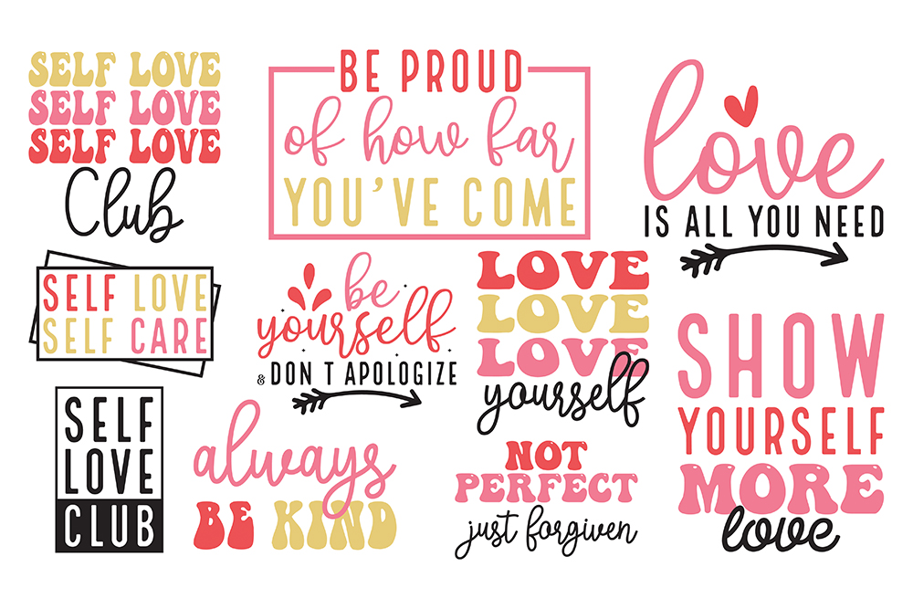 An image of self-love phrases