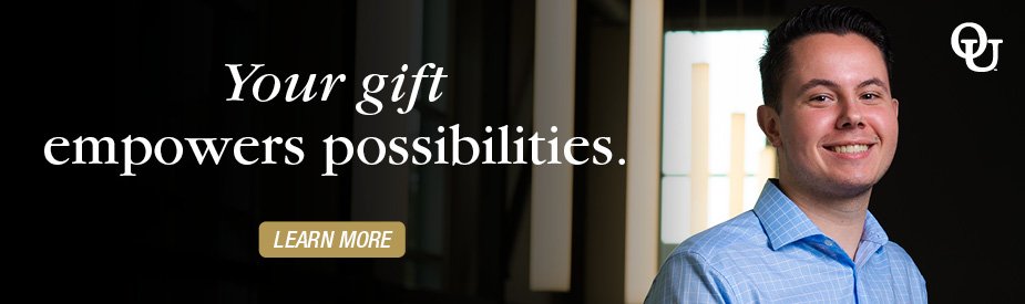 Link to Oakland University Giving webpage. Text reads - Your gift empowers possibilities. Learn More.