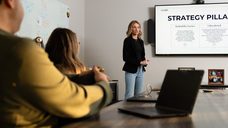 Brooke White presenting at a meeting