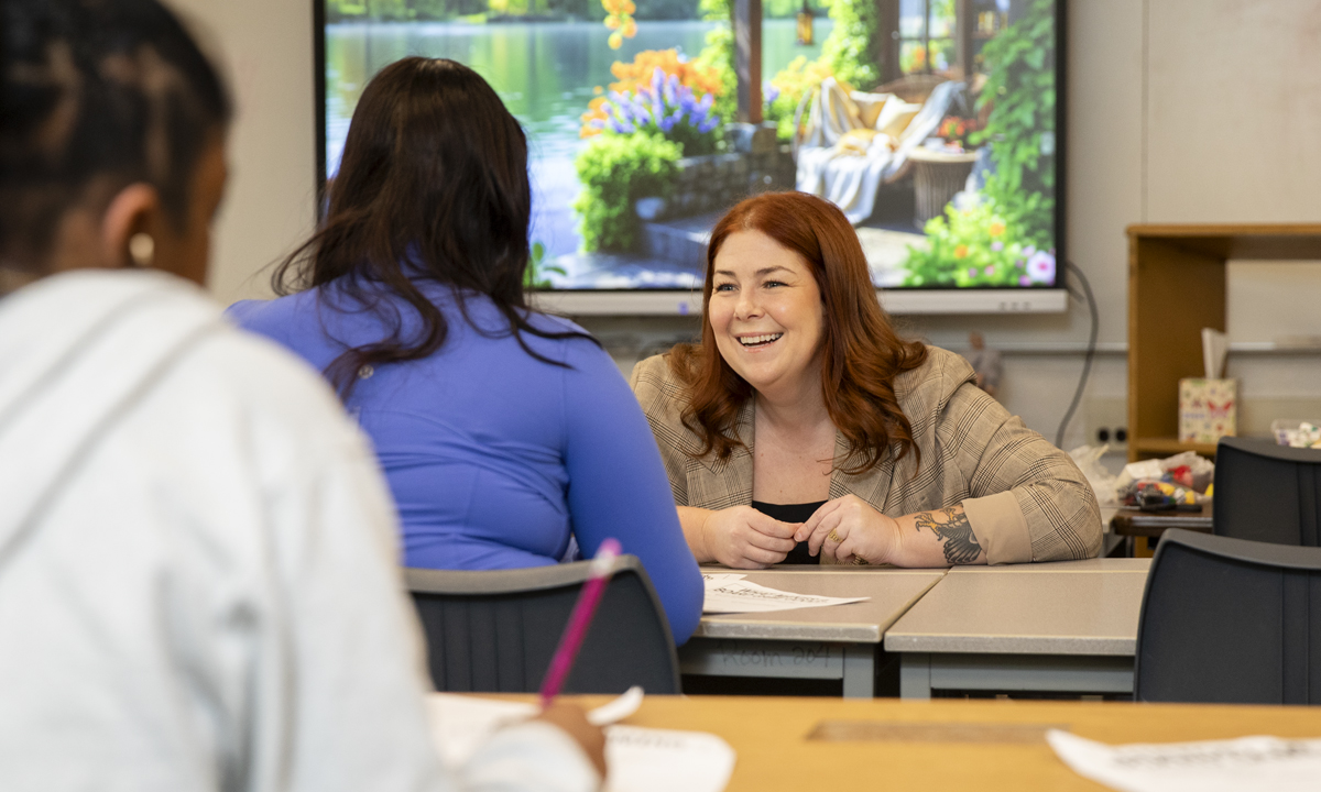 Woman teaching class