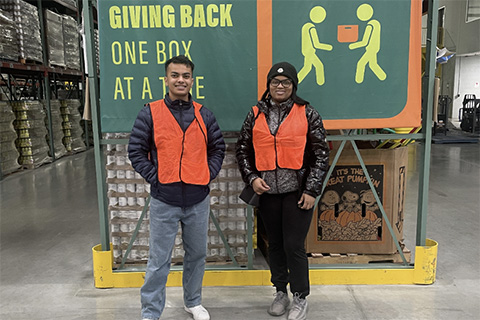 Oakland University students Pradhum Niroula and Carolyn Bird