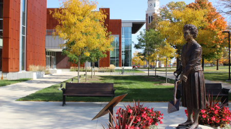 Matilda Wilson statue on campus