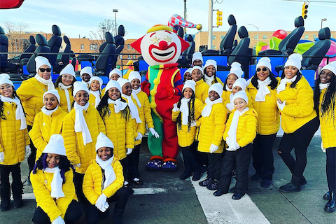 Detroit Academy of Arts and Sciences' (DAAS) choir at the Thanksgiving Day parade.
