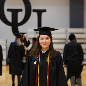 Student in cap and gown