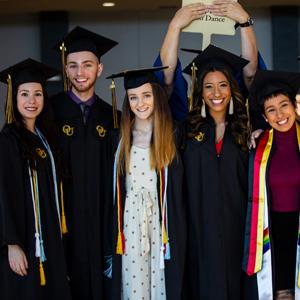 Students in caps and gowns