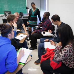 Students working in a class