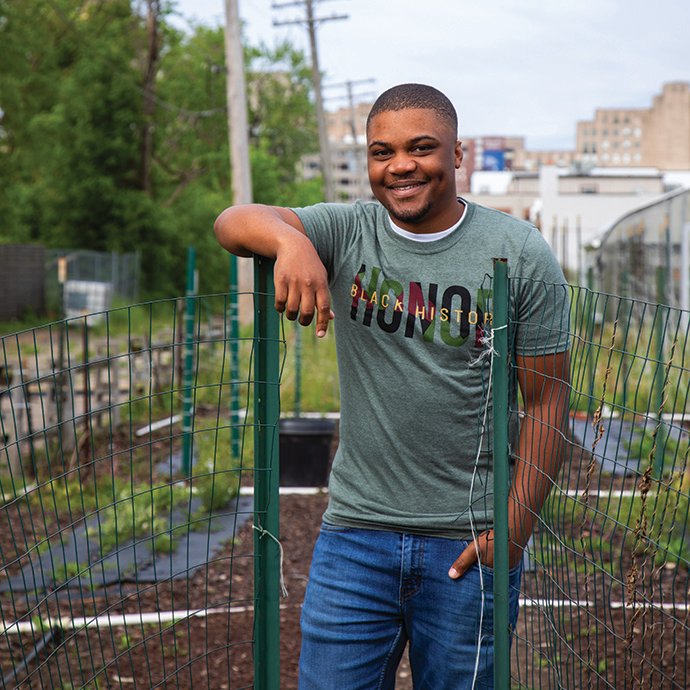 A man standing in a garden