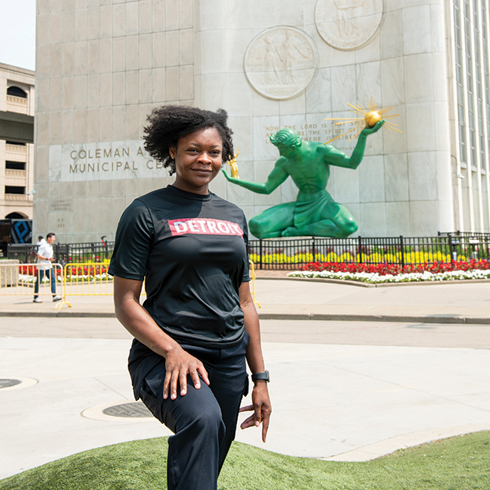Woman standing in Detroit