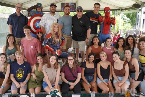 An image of OUWB students at a baseball game