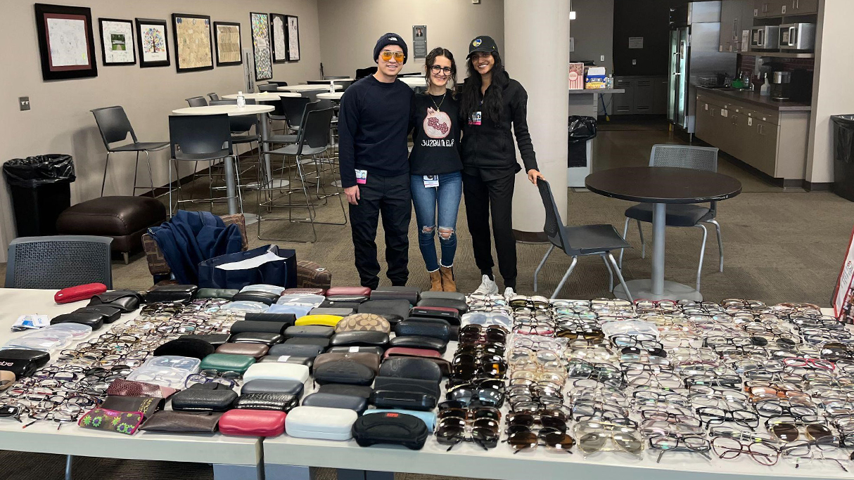 An image of students and eyeglasses