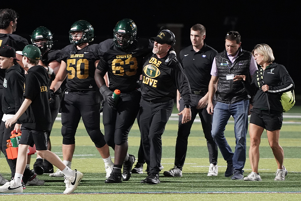 An image of a player hurt during a football game