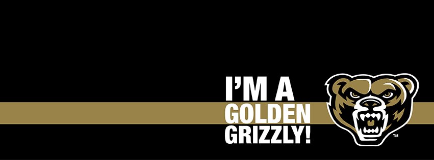O U's grizzly bear mascot with text reading I'm a Golden Grizzly